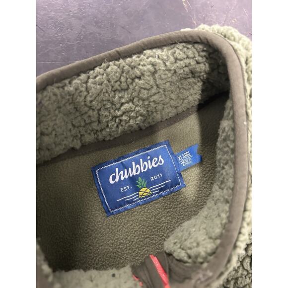 Chubbies High Pile 1/4 Zip Fleece Pullover Green Men’s XL- The Lasso - Picture 2 of 5